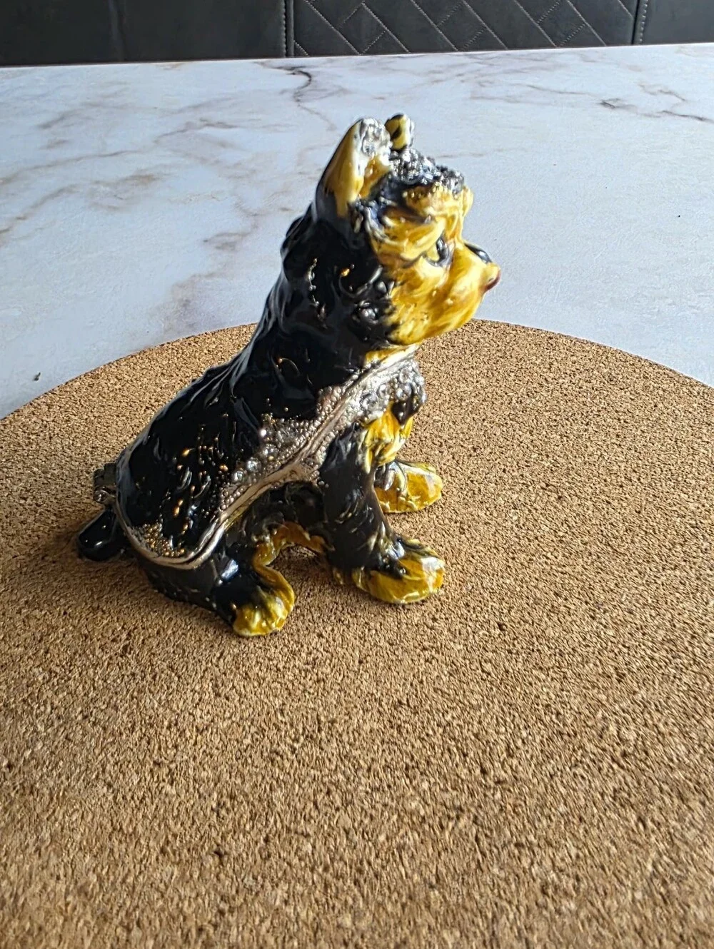 Enamel Black Terrier Dog Trinket Box